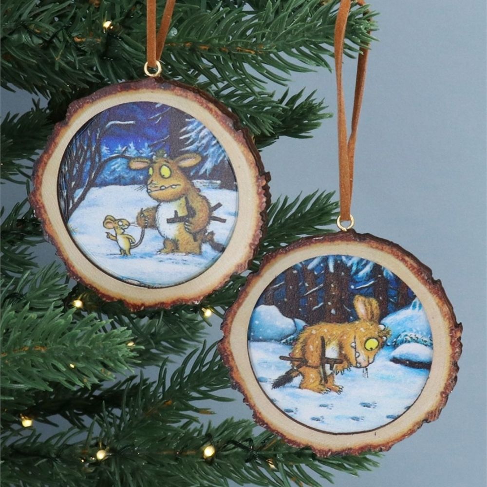 Gisela Graham 7cm Child Gruffalo's Wooden Log Decoration - (Choice of 2)