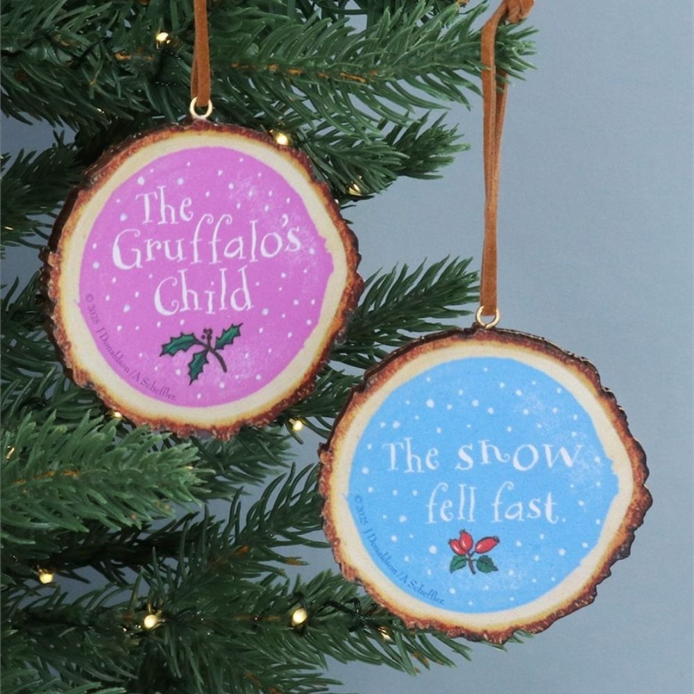 Gisela Graham 7cm Child Gruffalo's Wooden Log Decoration - (Choice of 2)