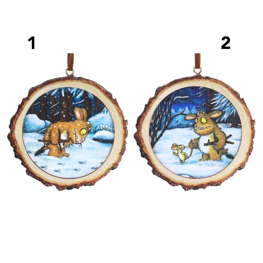 Gisela Graham 7cm Child Gruffalo's Wooden Log Decoration - (Choice of 2)