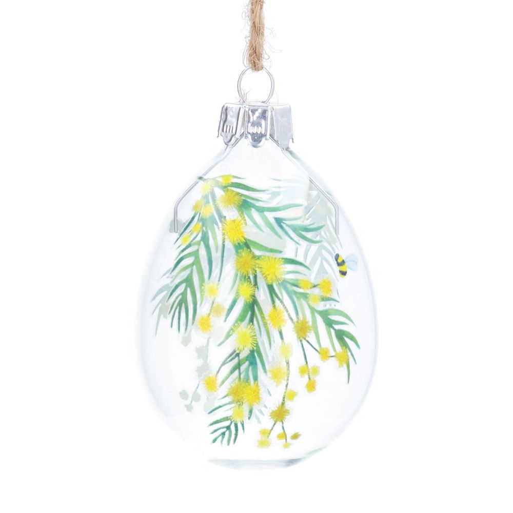 Gisela Graham 7cm Mimosa Glass Egg Hanging Decoration