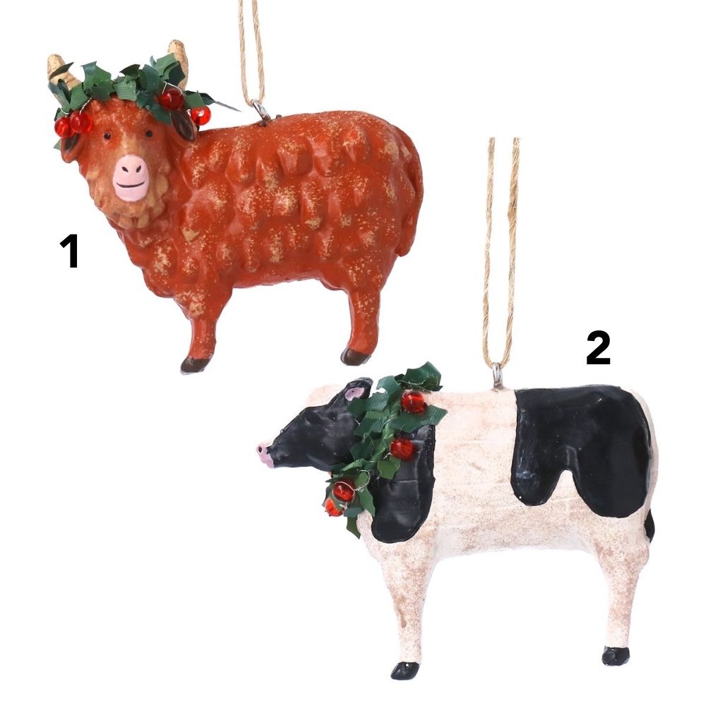 Gisela Graham 7cm Resin Cow Hanging Decoration - (Choice of 2)