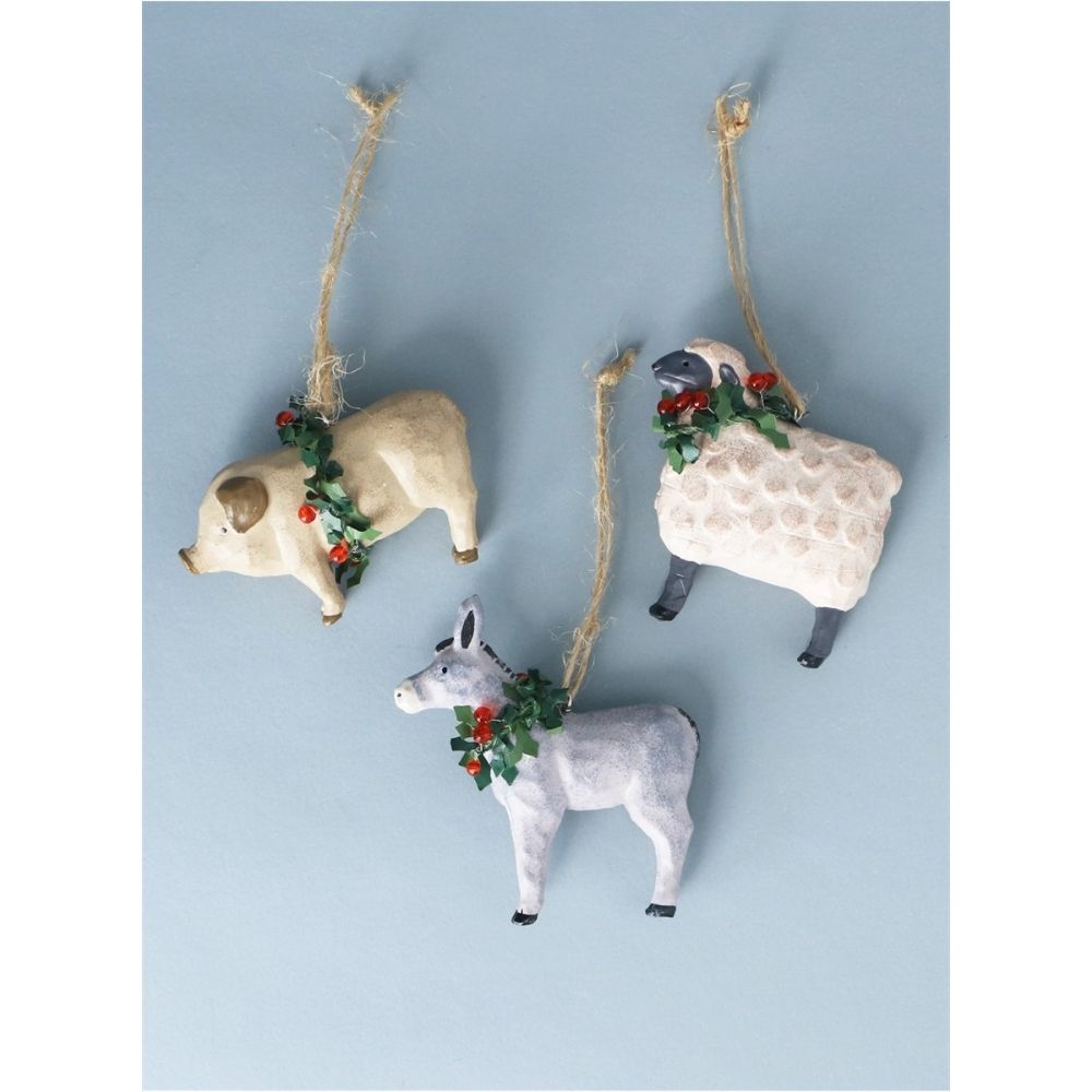 Gisela Graham 7cm Resin Farm Animals Hanging Decoration - (Choice of 3)