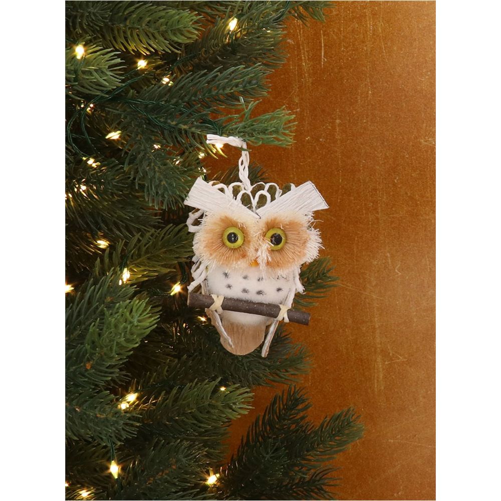 Gisela Graham 7cm Small Natural Cone Owl Decoration