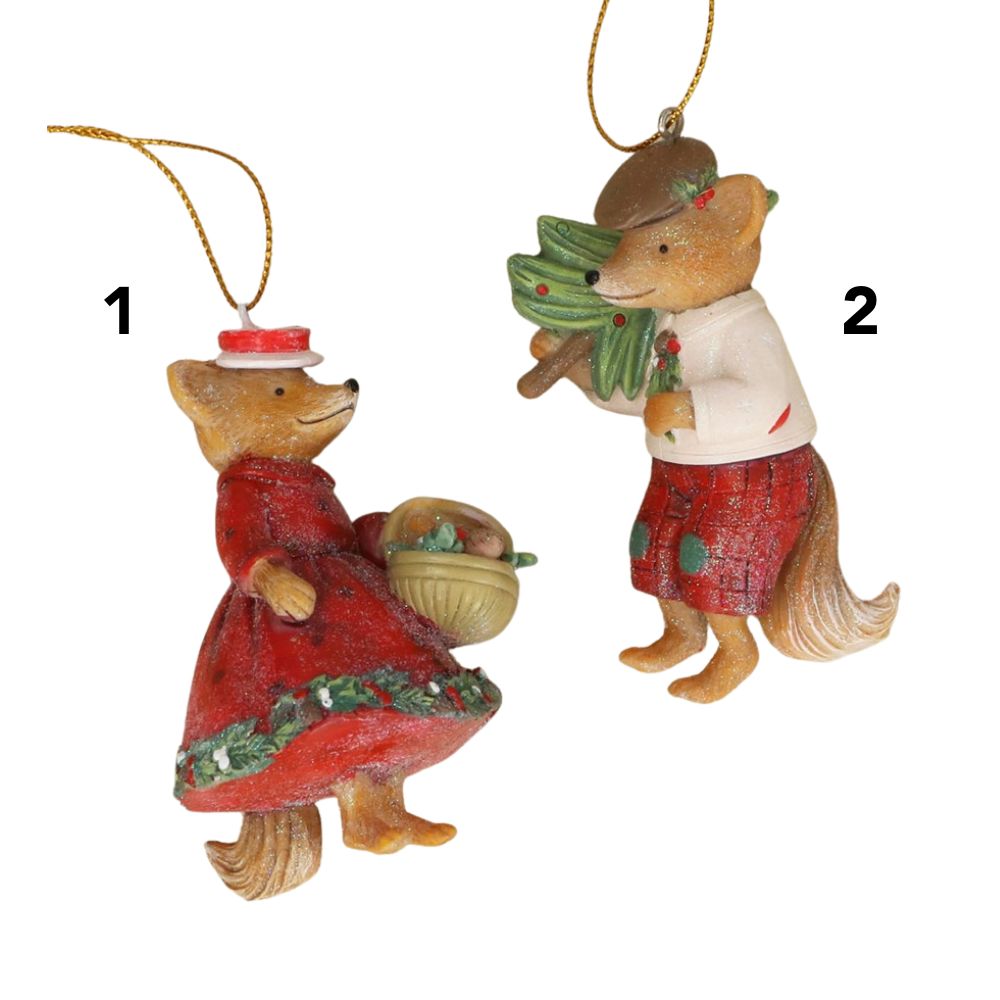 Gisela Graham 8cm Mr & Mrs Fox Resin Hanging Decoration - (Choice of 2)