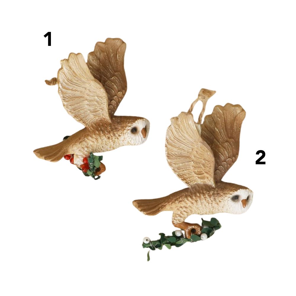 Gisela Graham 8cm Resin Owls Hanging Decoration - White - (Choice of 2)