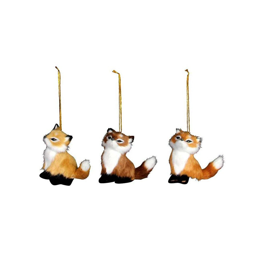 Gisela Graham 8cm Soft Fur Fox Hanging Decoration - (Choice of 3)