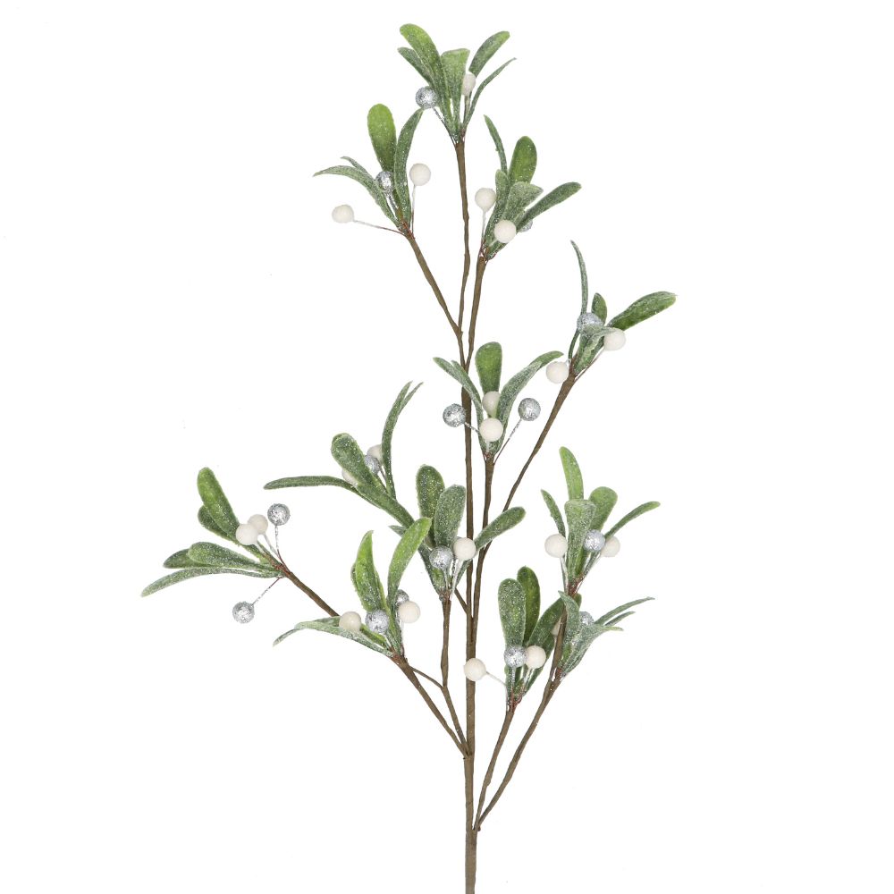 Gisela Graham Artifical Spray, Silver/White Mistletoe Berries