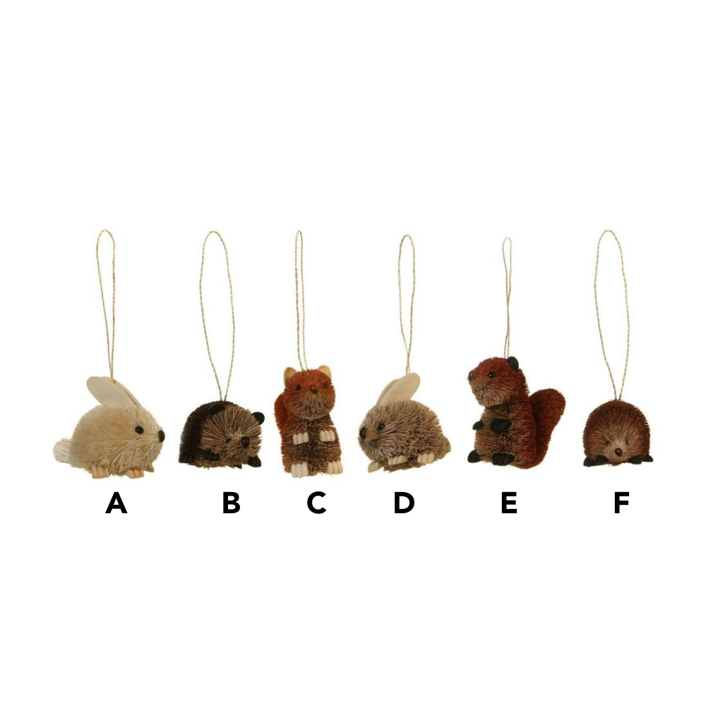 Gisela Graham Bristle Animal Hanging Decoration (Choice of 6)