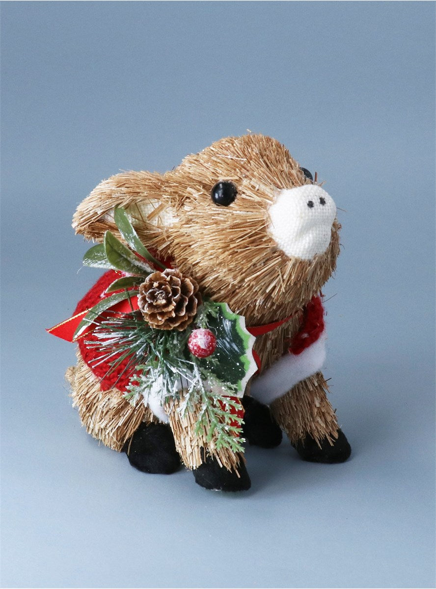 Gisela Graham Bristle Pig with Santa Coat