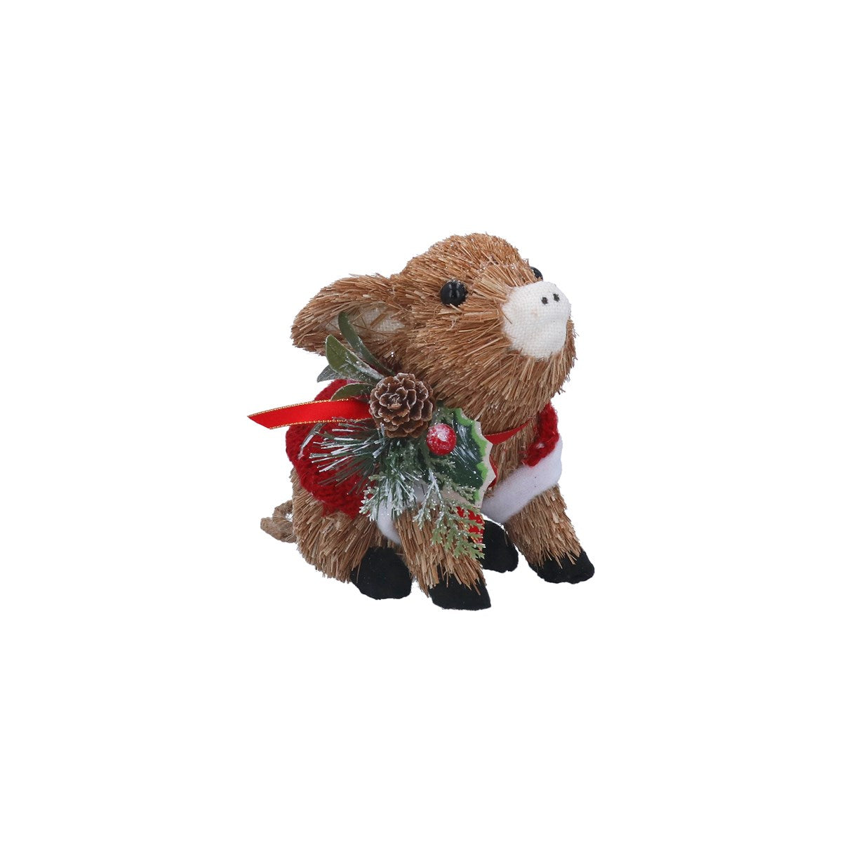 Gisela Graham Bristle Pig with Santa Coat