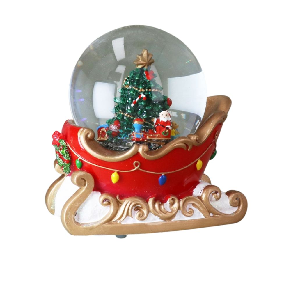 Gisela Graham Christmas Tree with Musical Sleigh Snow Dome