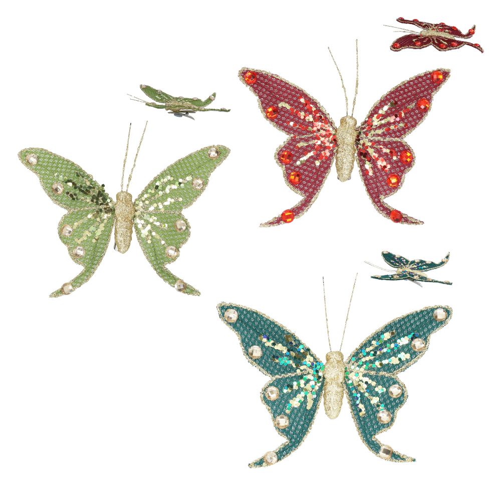 Gisela Graham Clip on Butterfly Decoration (Choice of 3)
