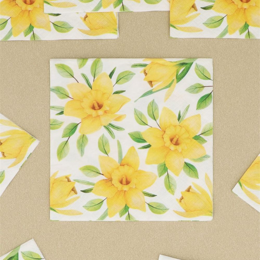 Gisela Graham Daffodil Paper Napkins - Pack of 20
