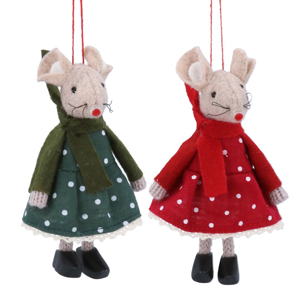 Gisela Graham Fabric Mouse with Polka Dot Dress (Choice of 2)