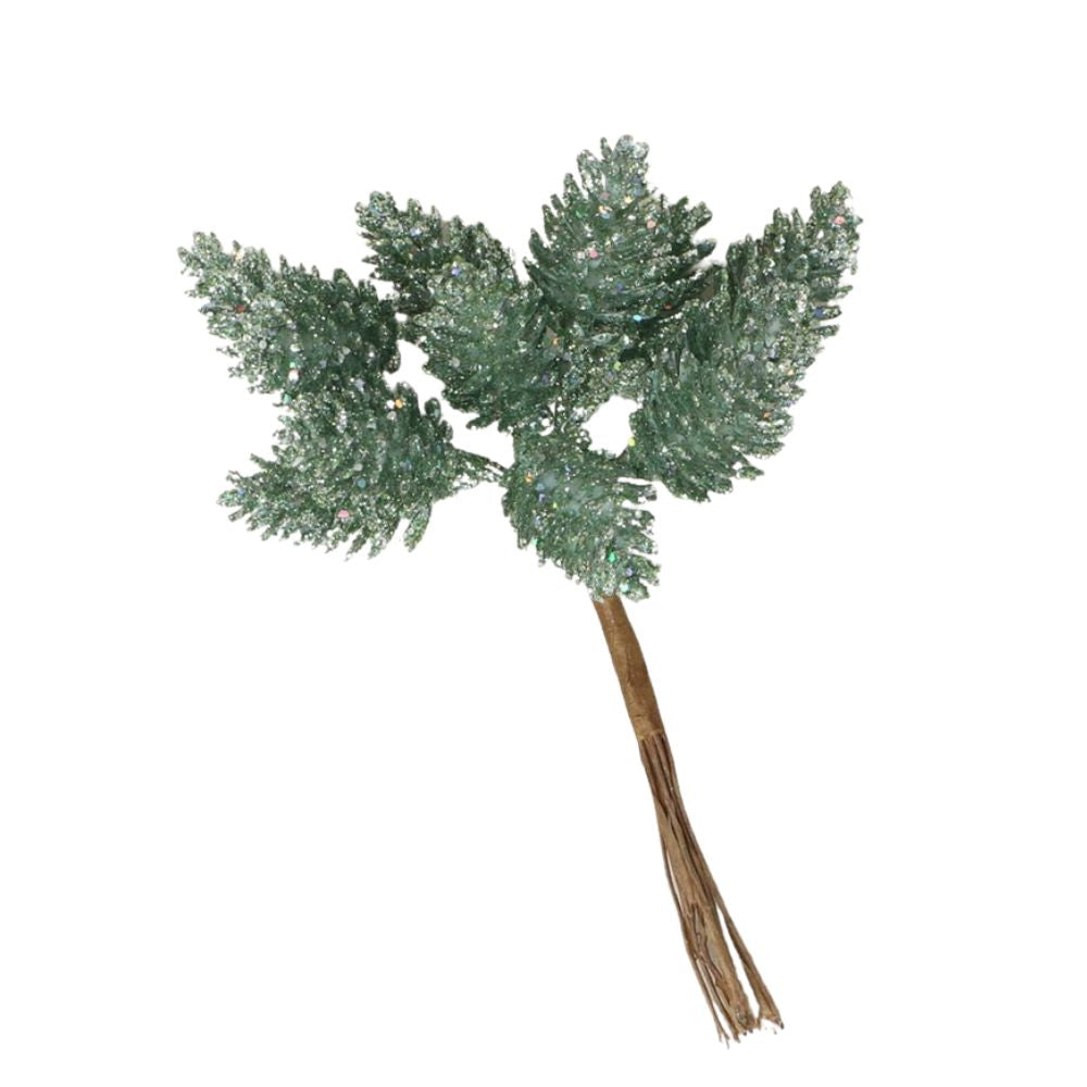 Gisela Graham Forest Green Sparkling Cone Bunch Pick