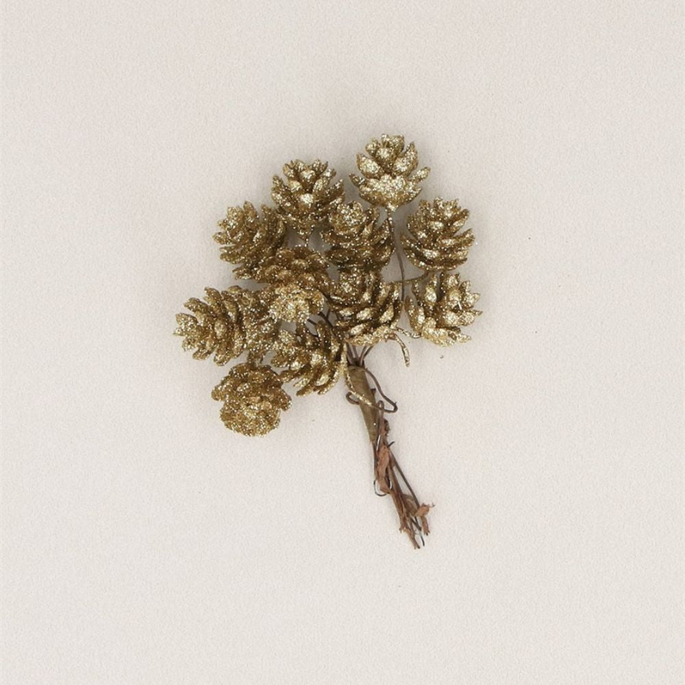Gisela Graham Gold Sparkling Mini Cone Bunch