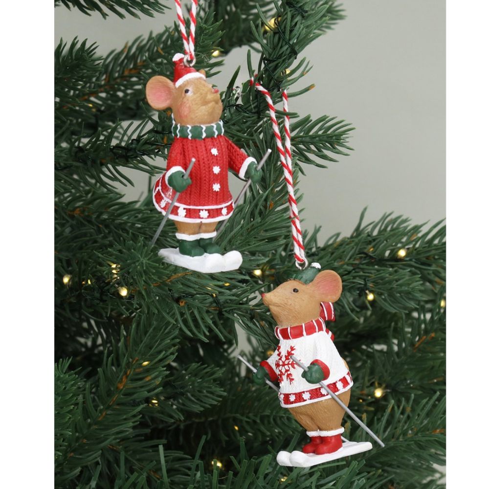 Gisela Graham Hanging Decorations - Holly & Alfie Skiing (Choice of 2)