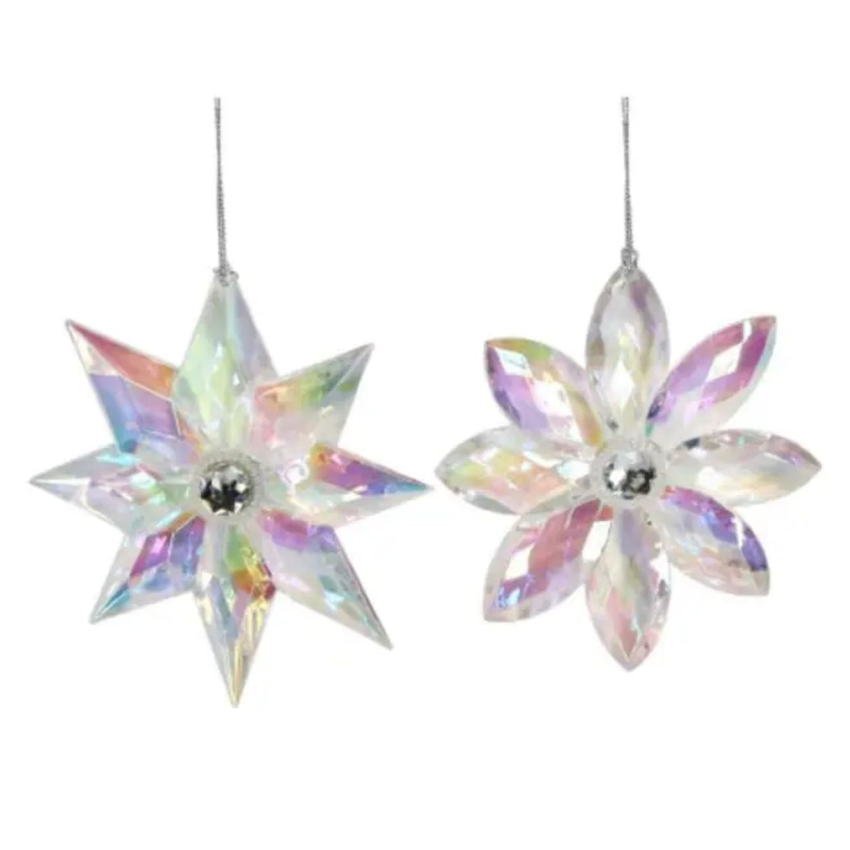 Gisela Graham Hanging Star Flower Hanging Decoration - Iridescent