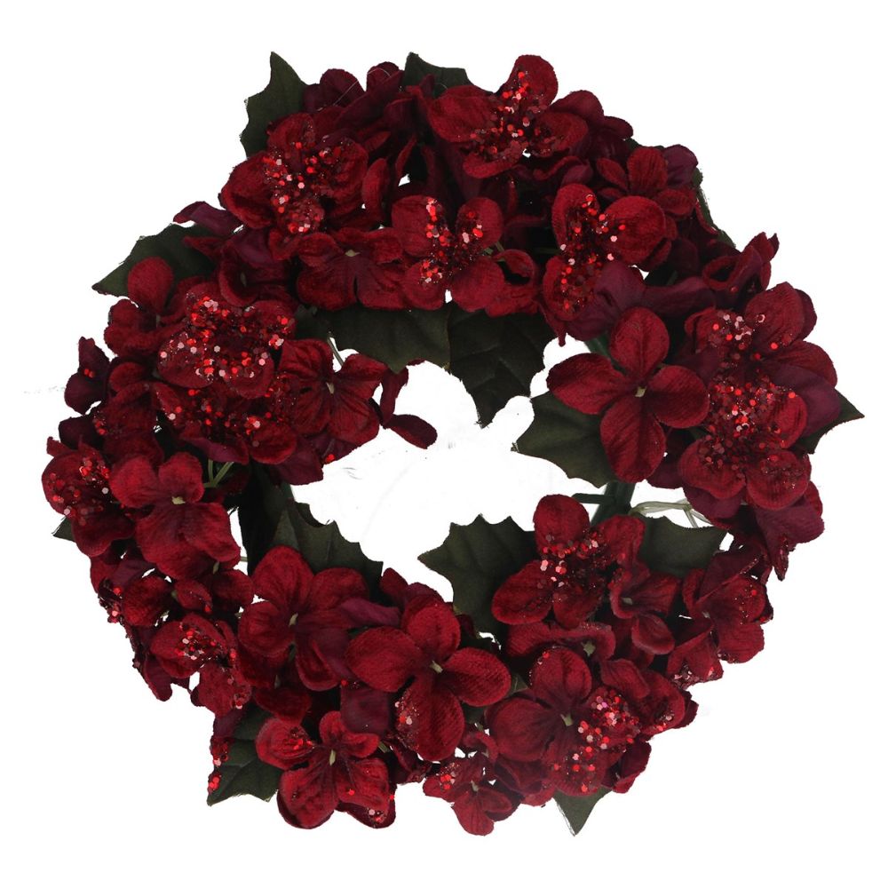 Gisela Graham Large Burgundy Hydrangea Candle Ring
