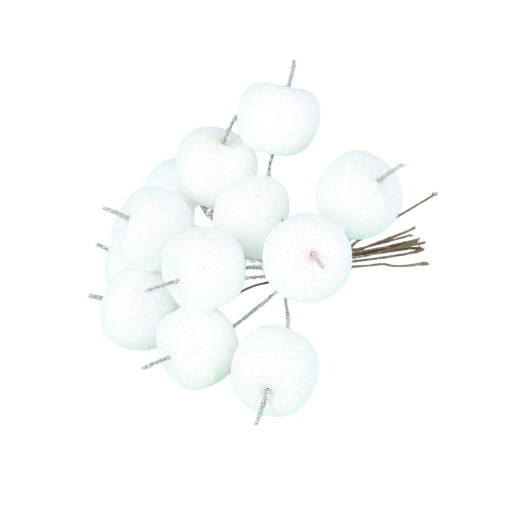 Gisela Graham White Sparkling Mini Apple Bunch Pick