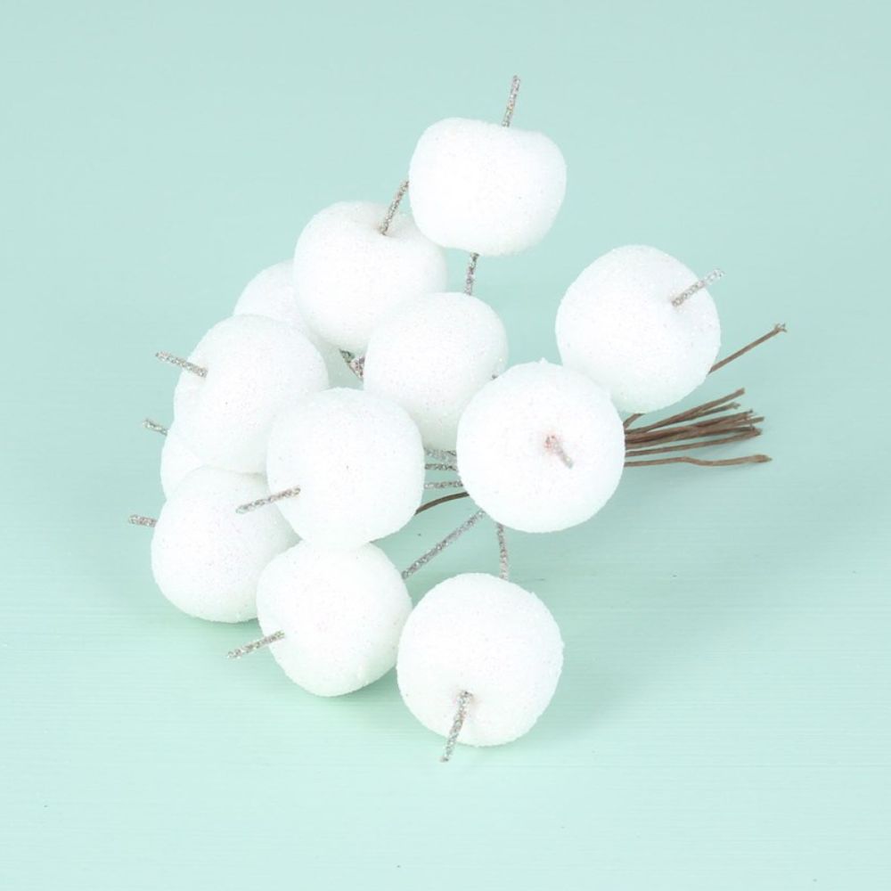 Gisela Graham White Sparkling Mini Apple Bunch Pick
