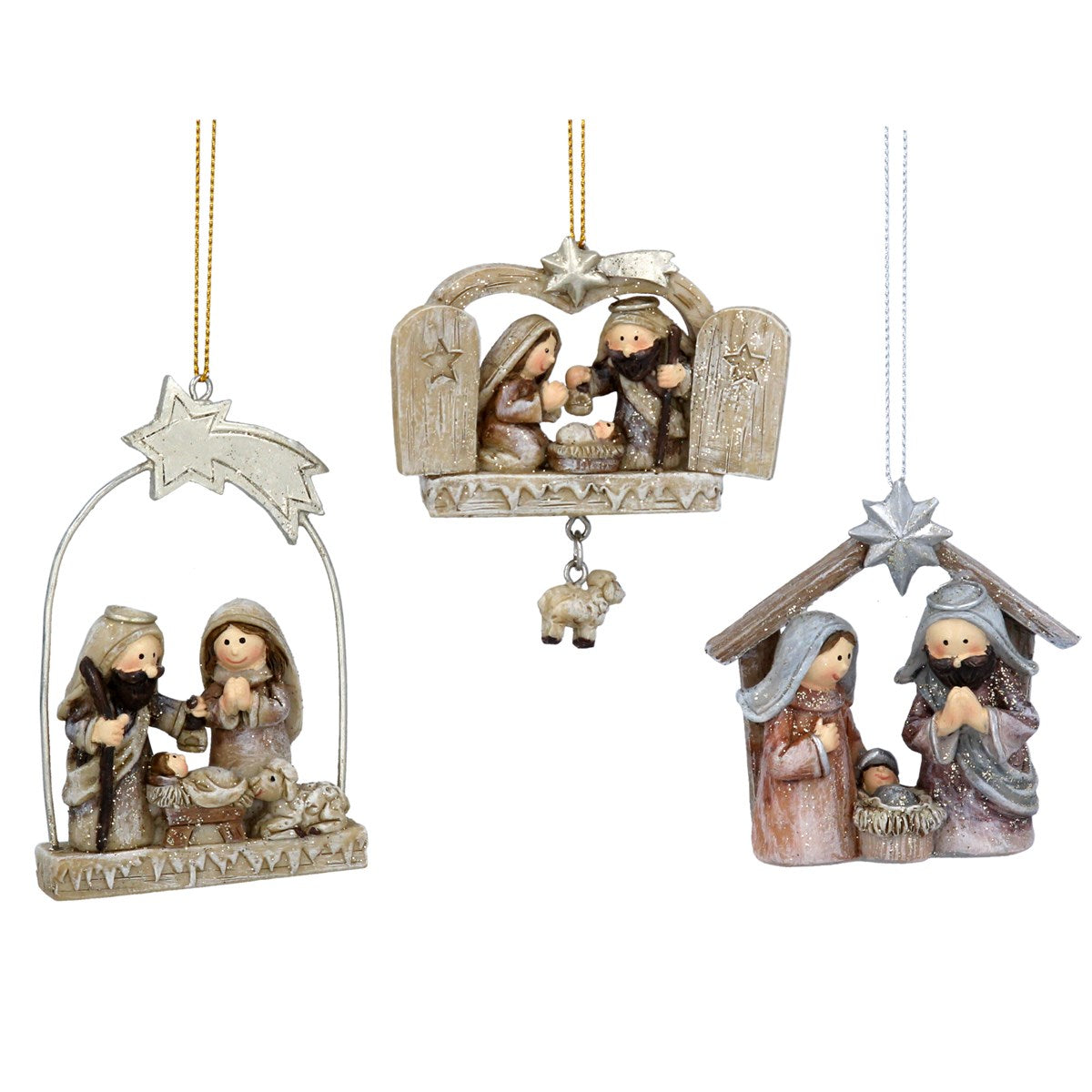 Gisela Graham Pastel Resin Nativity Hanging Decoration (Choice of 3)