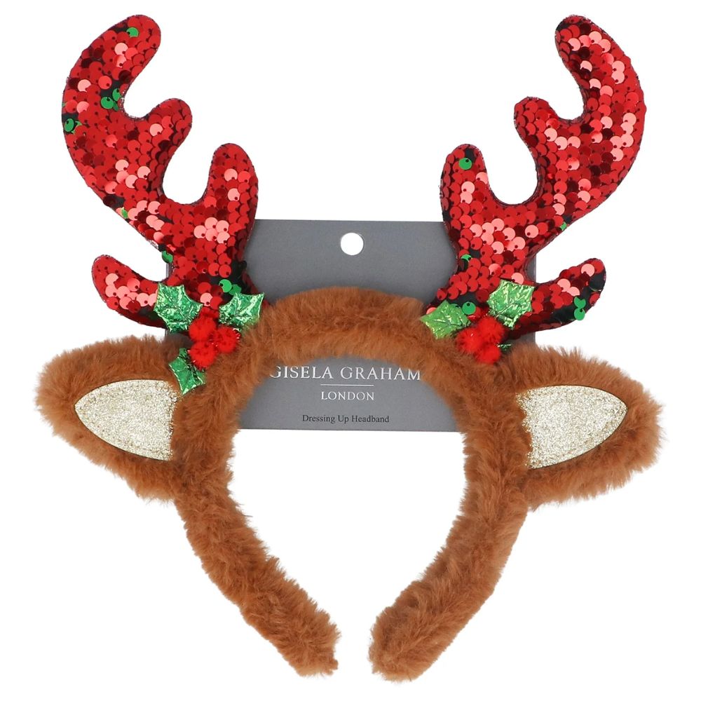 Gisela Graham Red Sequin Antlers Headband