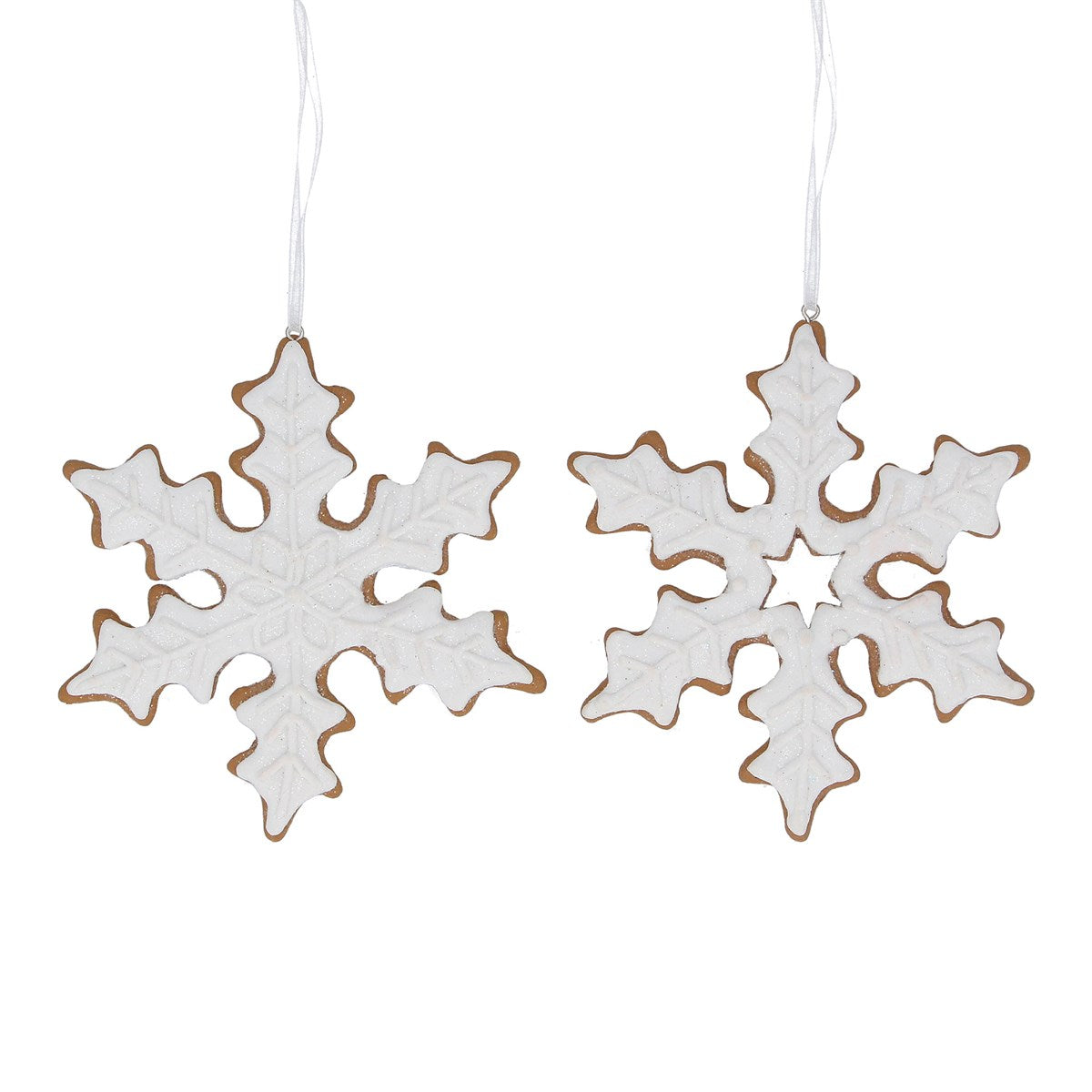 Gisela Graham Resin Gingerbread Snowflake - White - (Choice of 2)