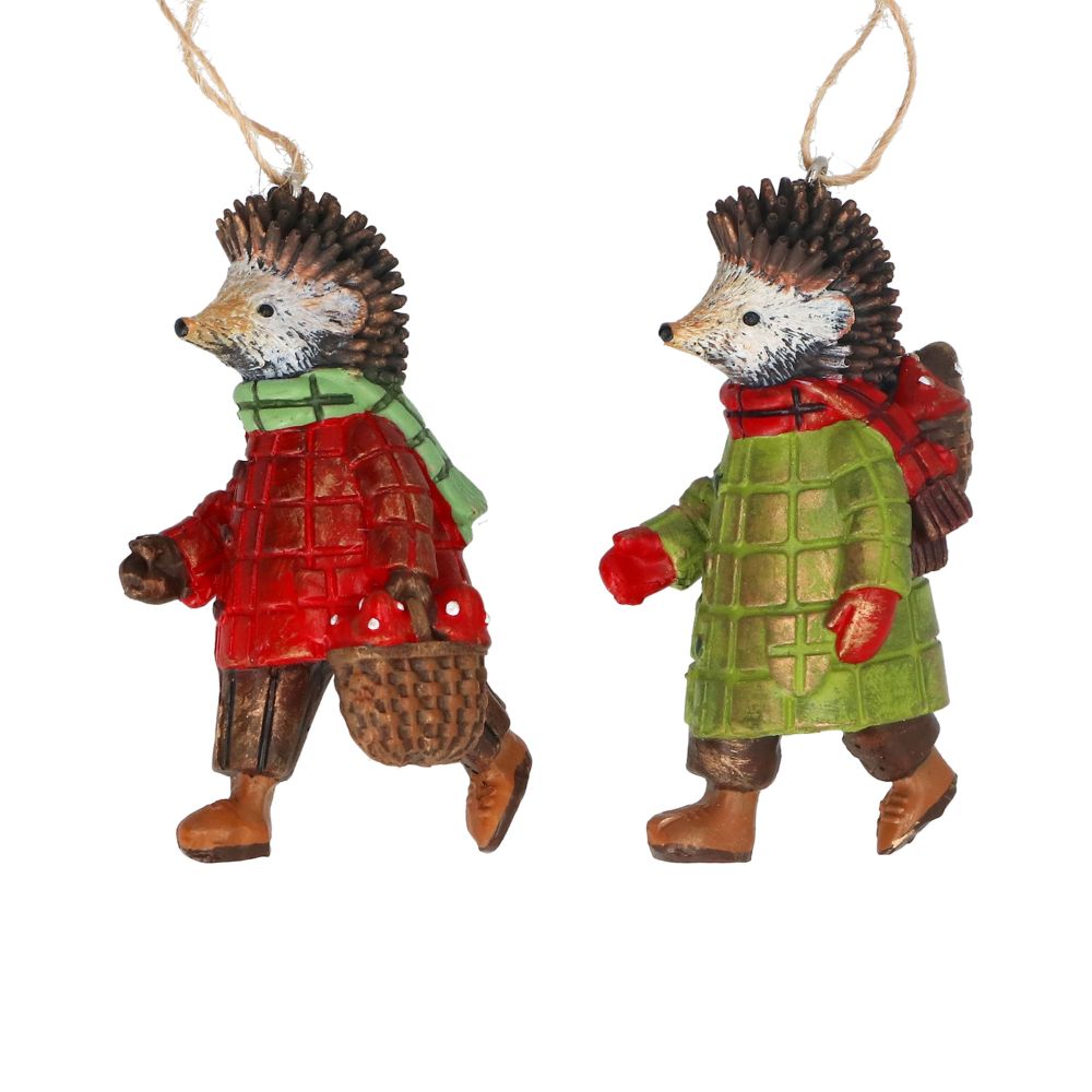 Gisela Graham Resin Hedgehog Mr or Mrs in Plaid (Choice of 2)