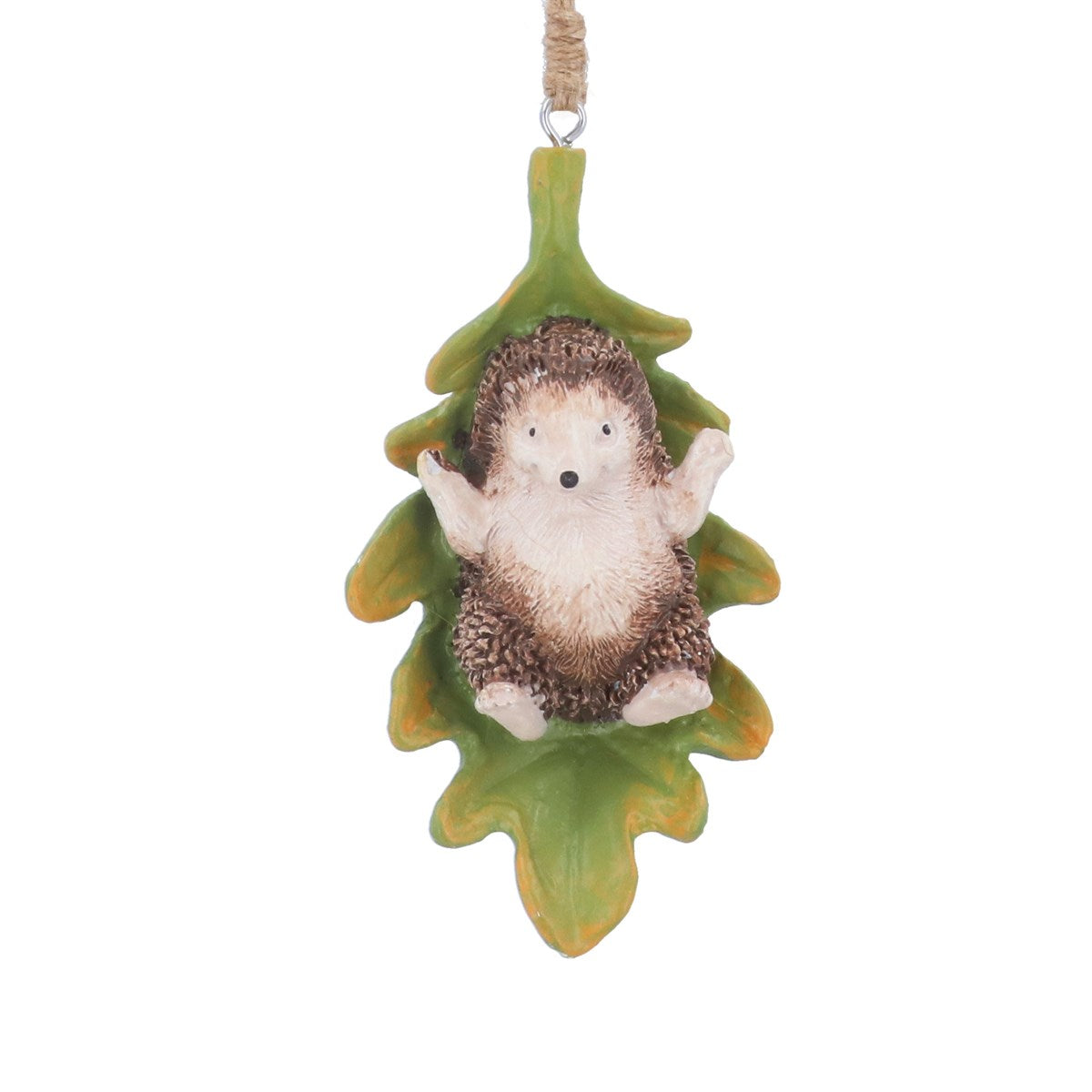 Gisela Graham Resin Hedgehog on Leaf Hanging Decoration