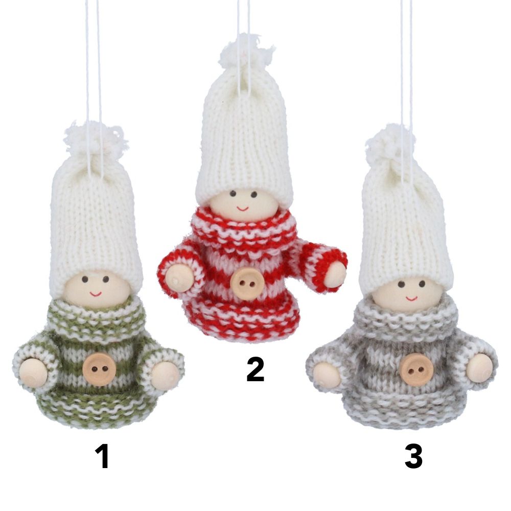 Gisela Graham 8cm Scandi Girls in Jumpers Hanging Decoration - (Choice of 3)