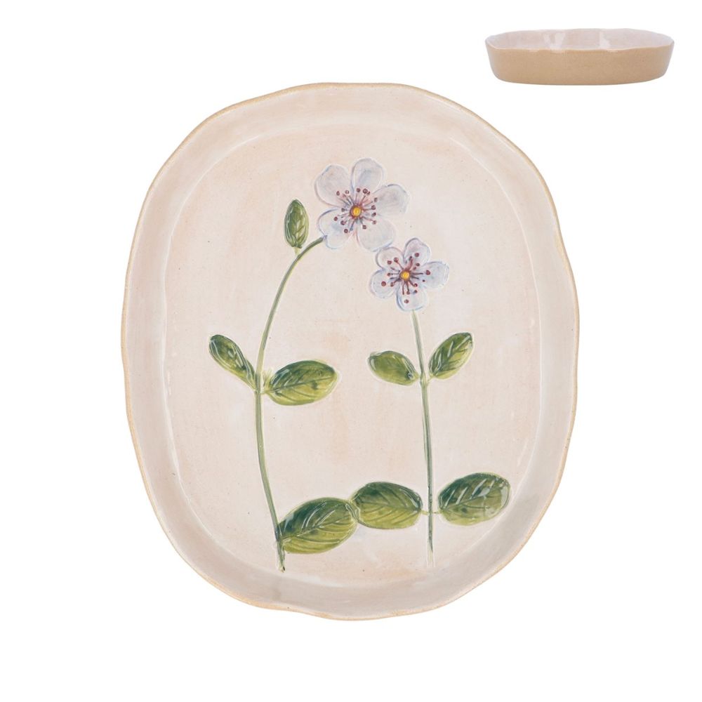 Gisela Graham 18cm Stoneware Meadow Shallow Dish