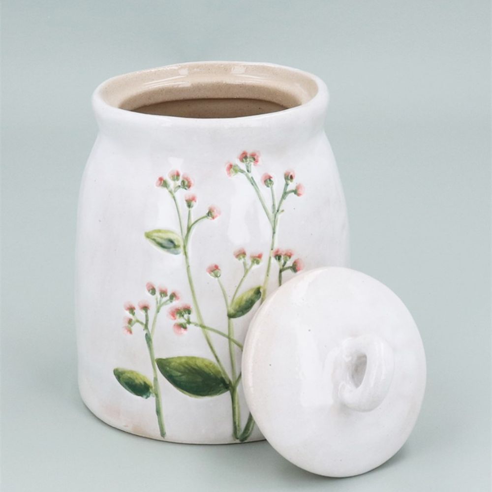 Gisela Graham Stoneware Small Meadow Storage Jar