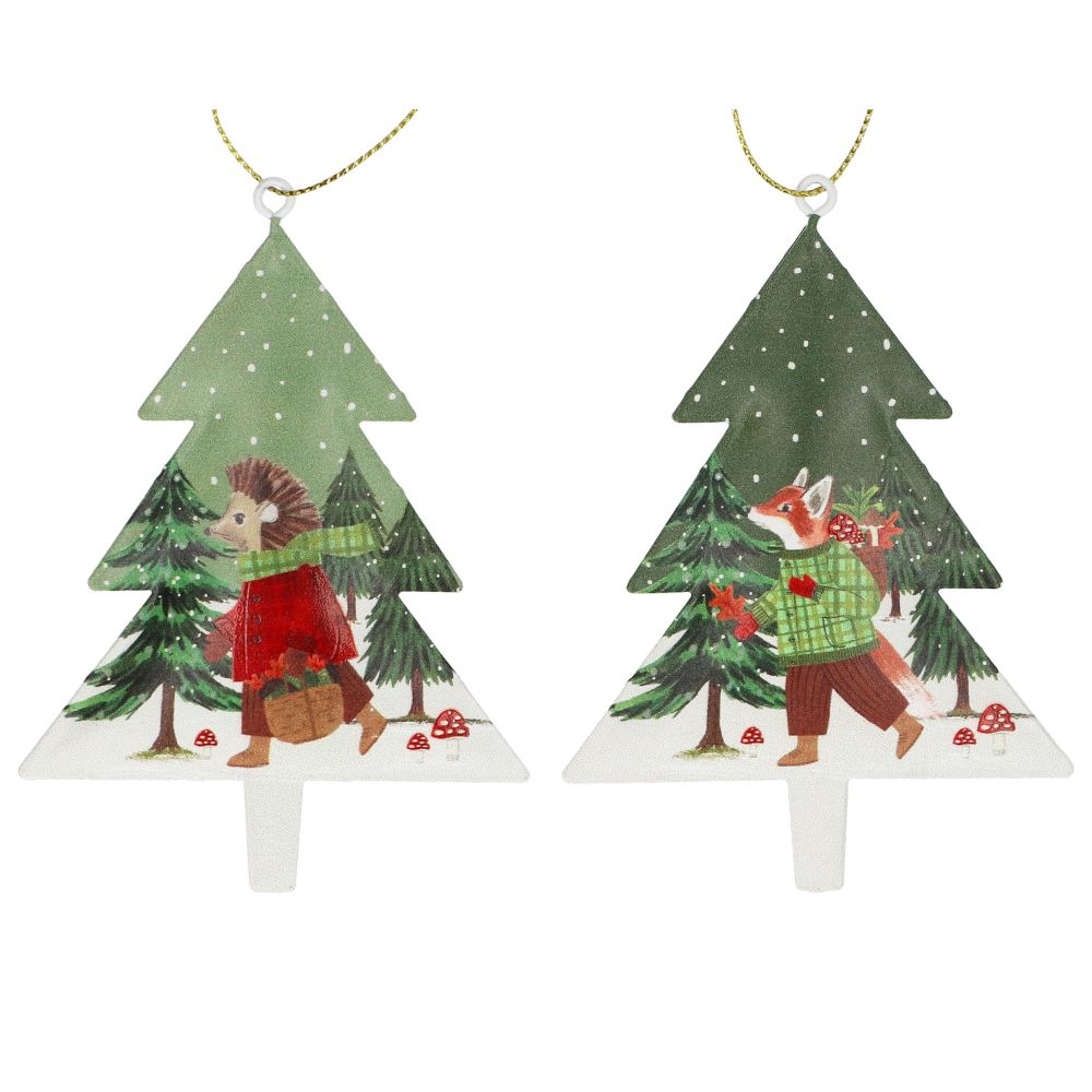 Gisela Graham Tin Tree Decoration, Woodland Scene (Choice of 2)