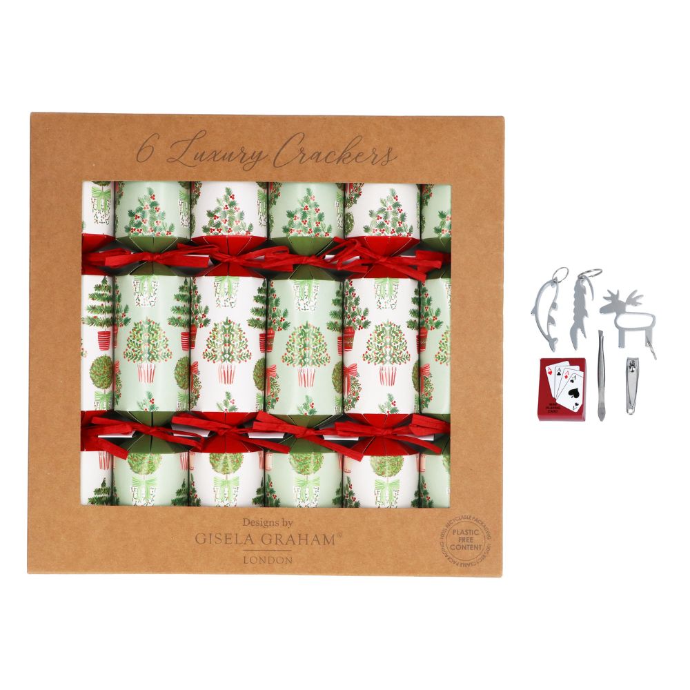 Gisela Graham Topiary Christmas Crackers, Box of 6