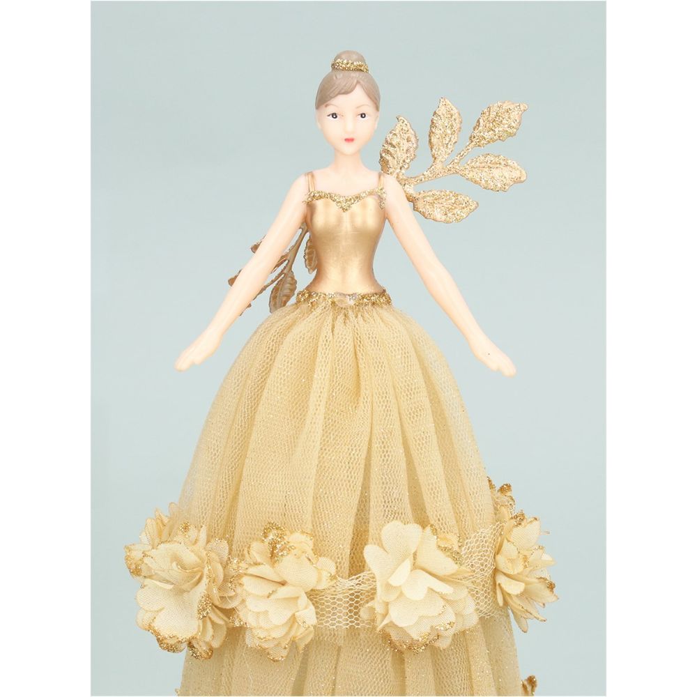Gisela Graham Tree Topper - Gold Fairy with Dahlia Band