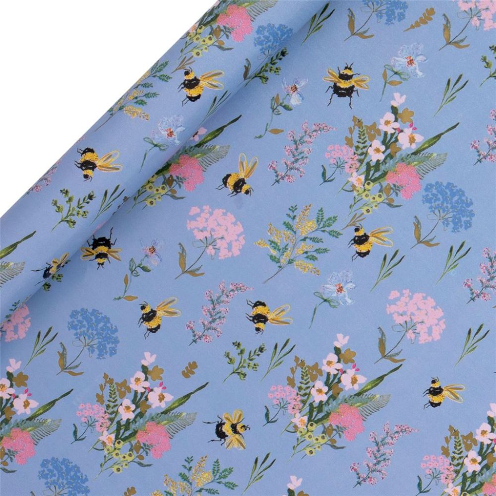 Glick Gift Wrap 4M Blue Bee Meadow