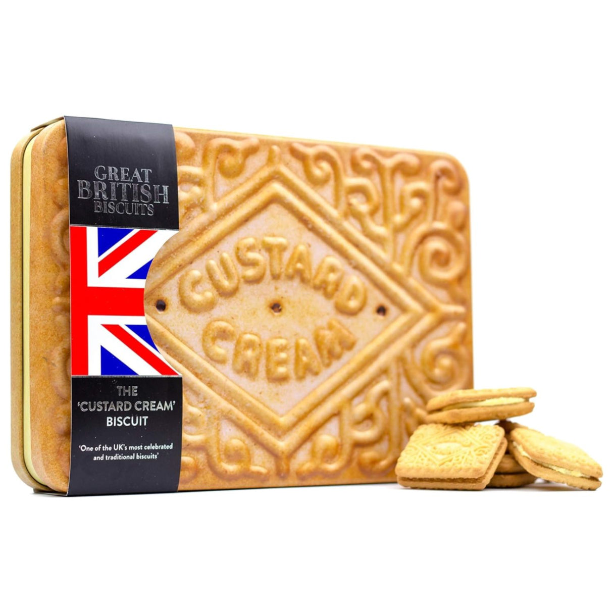 Great British Biscuits 450g Silver Crane Giant Custard Cream Biscuits Tin