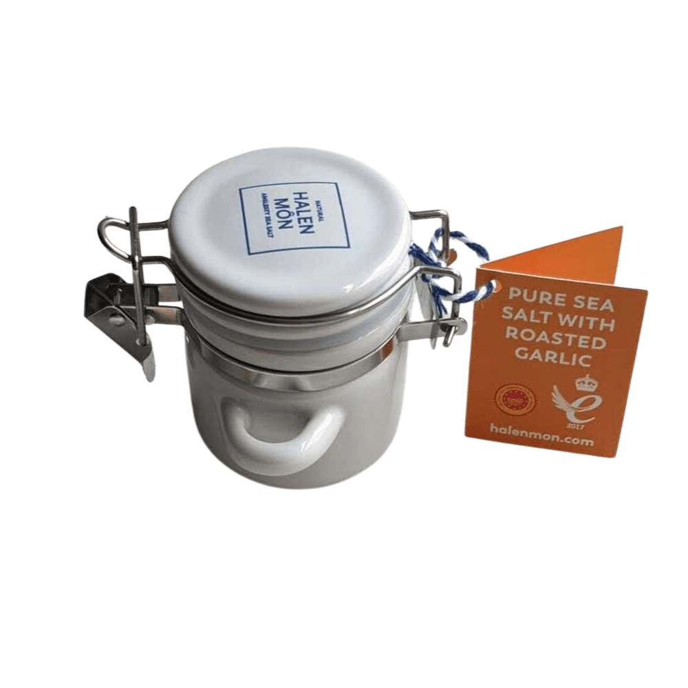 Halen Môn White Sea Salt With Garlic Mini Jar - Old Railway Line Garden Centre