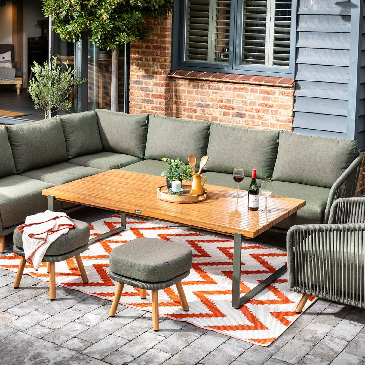 Hartman Eden Rectangular Casual Corner Dining Furniture Set - Moss Green