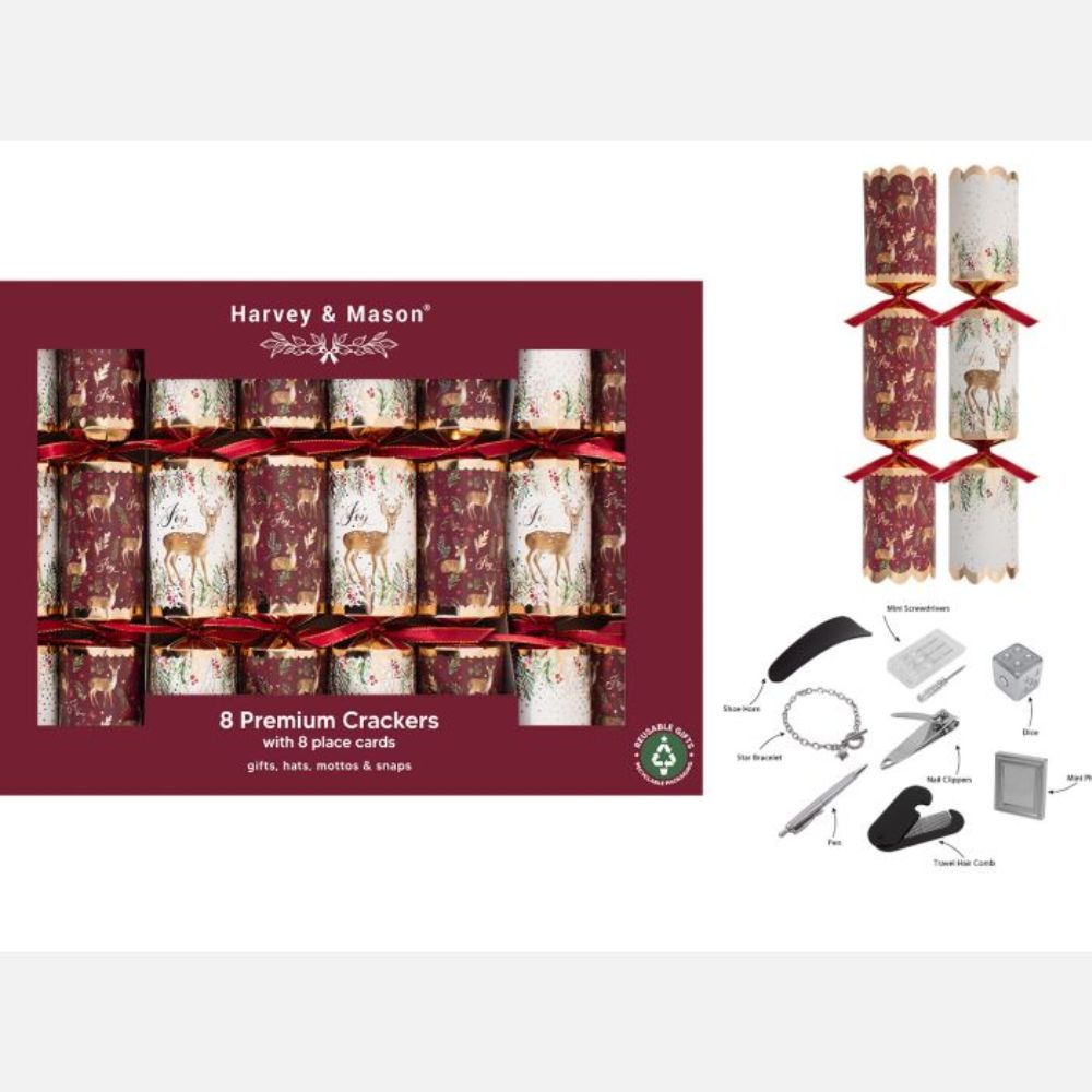 Harvey & Mason 12" Premium Burgundy Deer Crackers