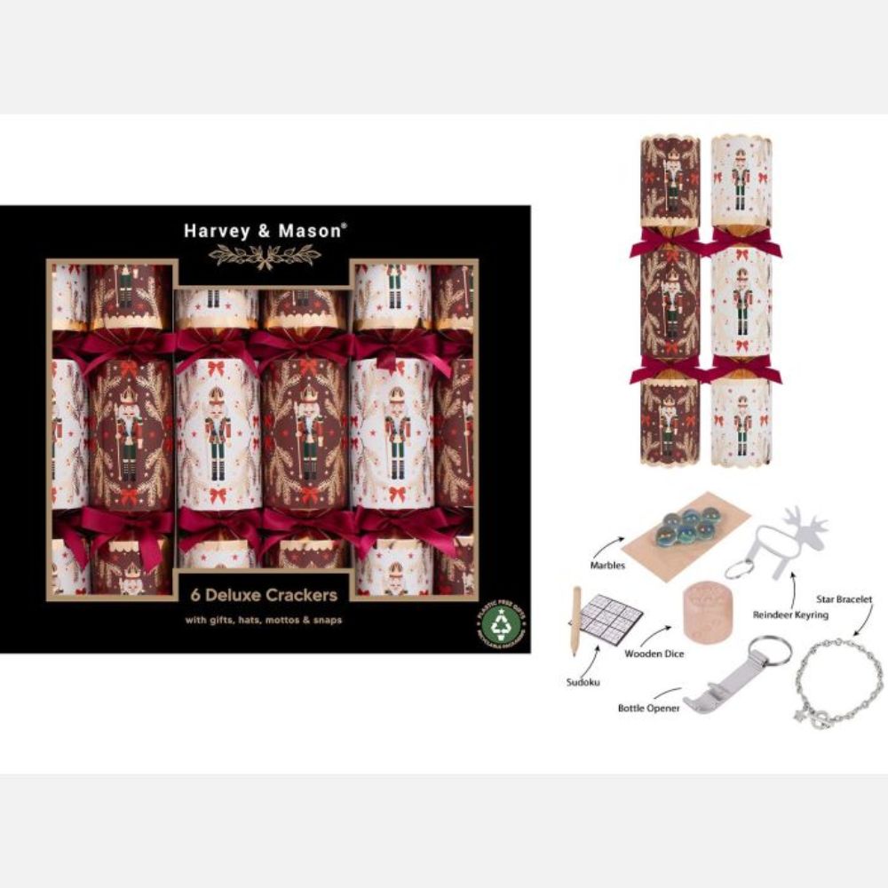 Harvey & Mason 13" Deluxe Burgundy Nutcracker Crackers