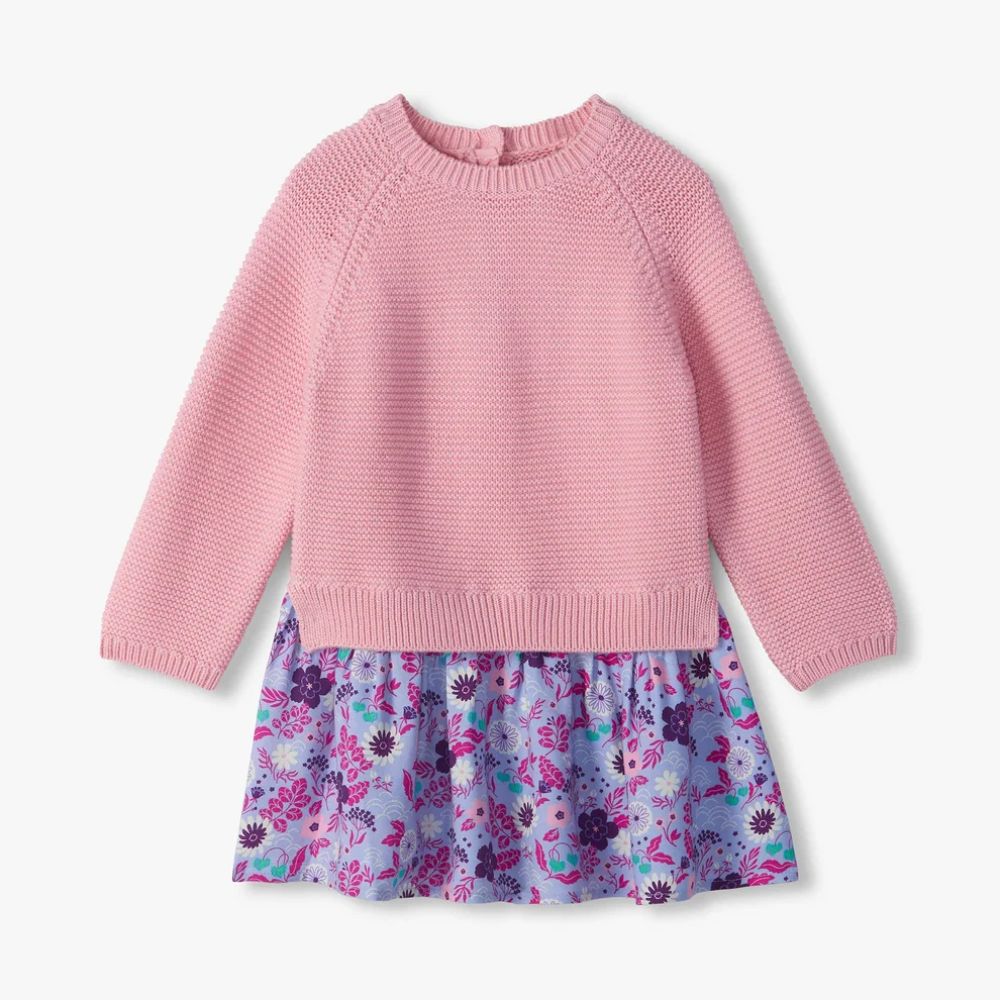Hatley Baby & Toddler Girls Floral Mix Media Sweater Dress 2T