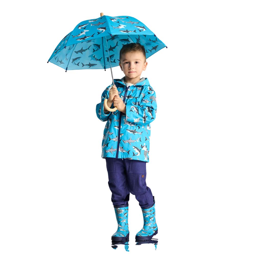 Hatley Colour Changing Shark Party Zip-Up Raincoat - Age 5