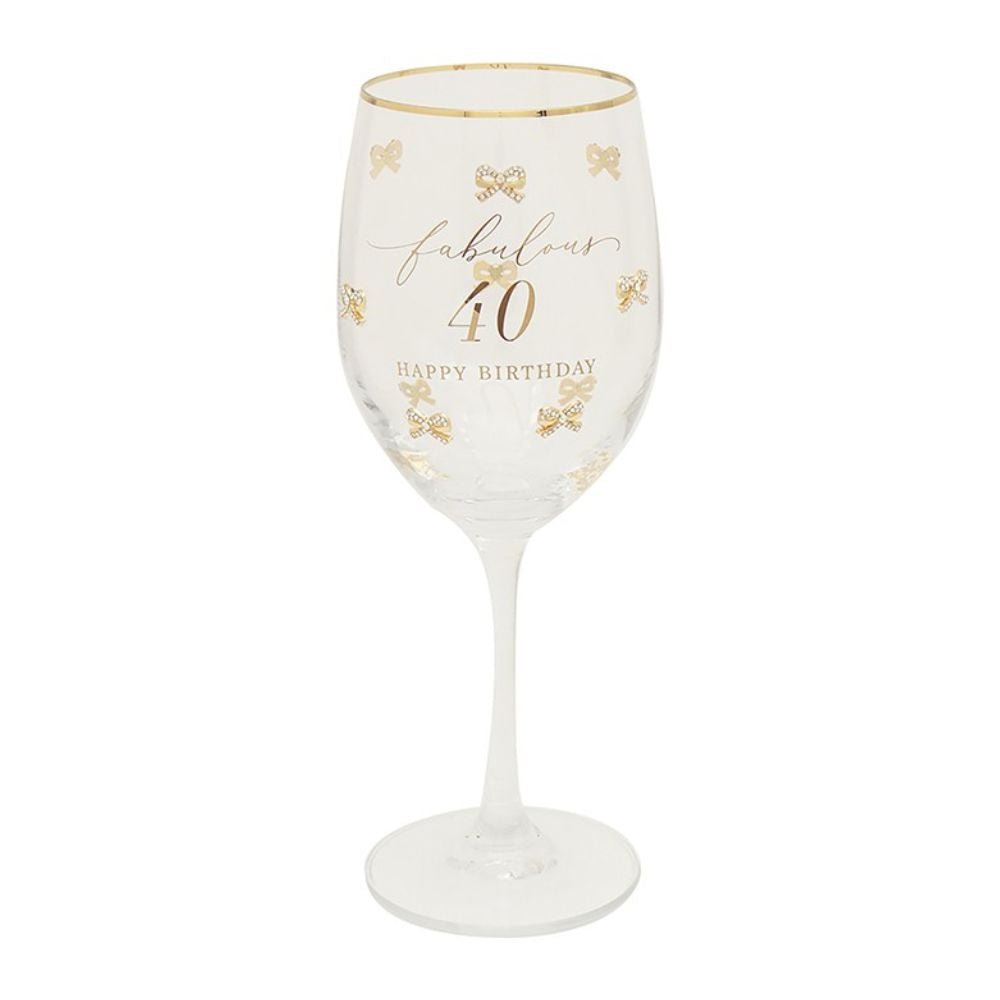 Hearts Design 40th Birthday Wine Glass - Old Railway Line Garden Centre