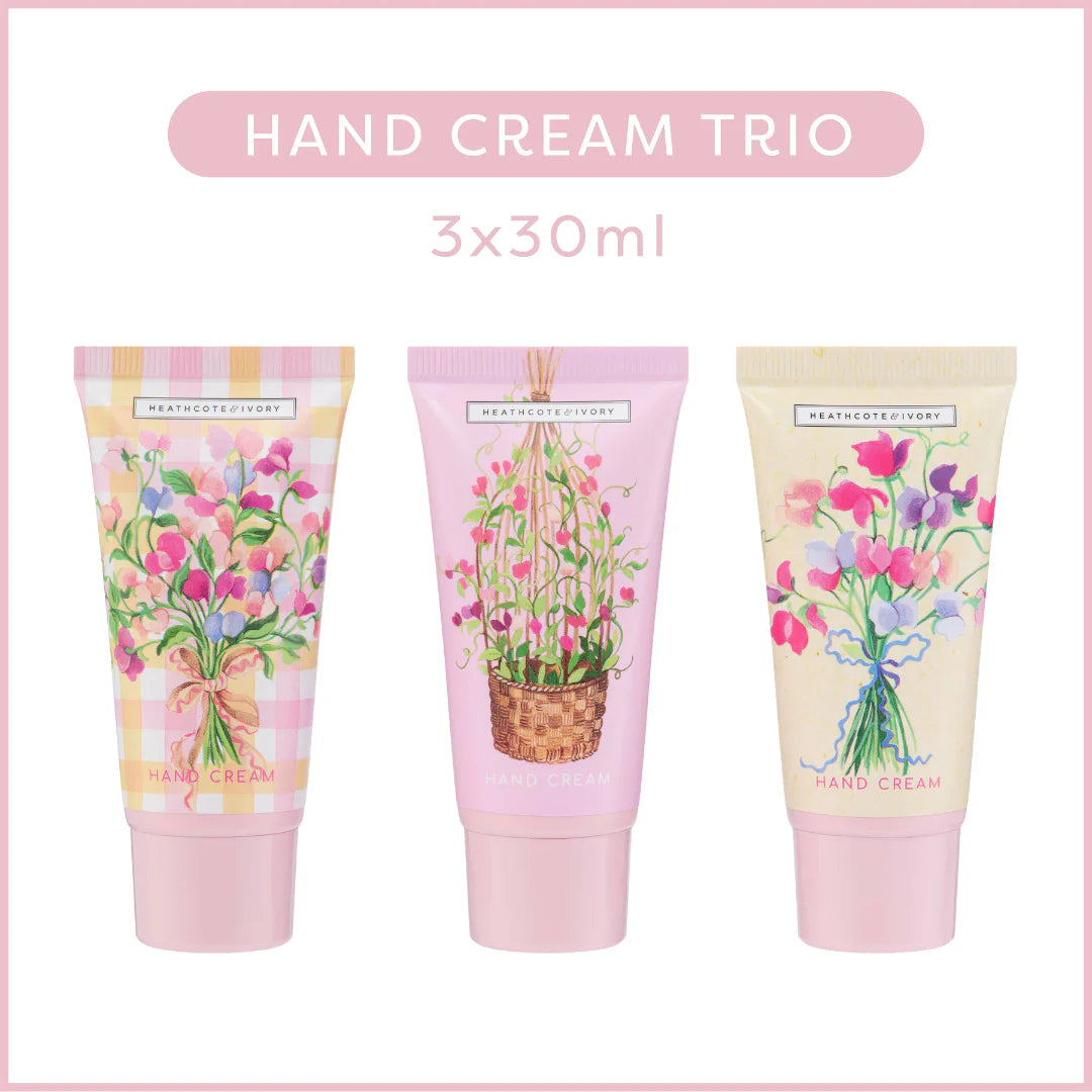 Heathcote & Ivory 30ml Sweet Pea Hand Cream Trio Set