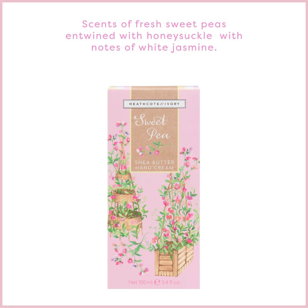 Heathcote & Ivory 100ml Sweet Pea Hand Cream - Old Railway Line Garden Centre