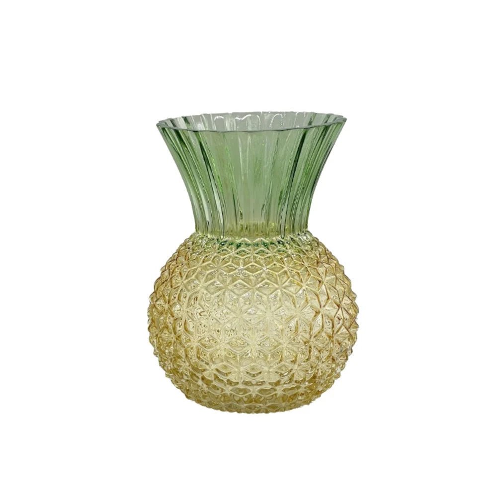 Hogewoning 22cm Green/Yellow Pineapple Glass Vase - 364001 - Old Railway Line Garden Centre