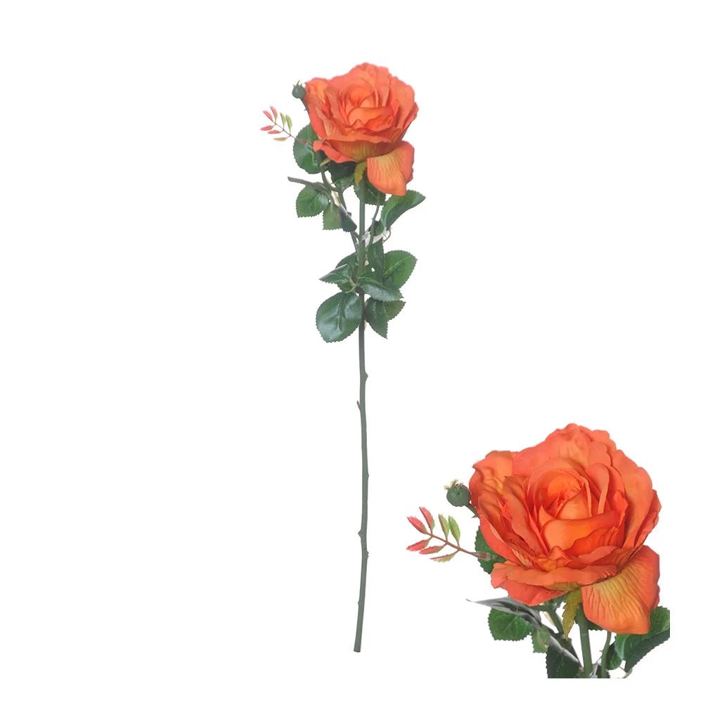 Hogewoning 66cm Orange Ireland Rose Artificial Flower Stem - 361524 - Old Railway Line Garden Centre