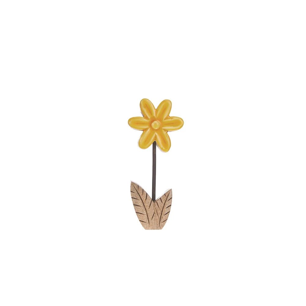 Hogewoning 7cm Natural/Yellow Deco Malpa Flower Ornament - 704266 - Old Railway Line Garden Centre